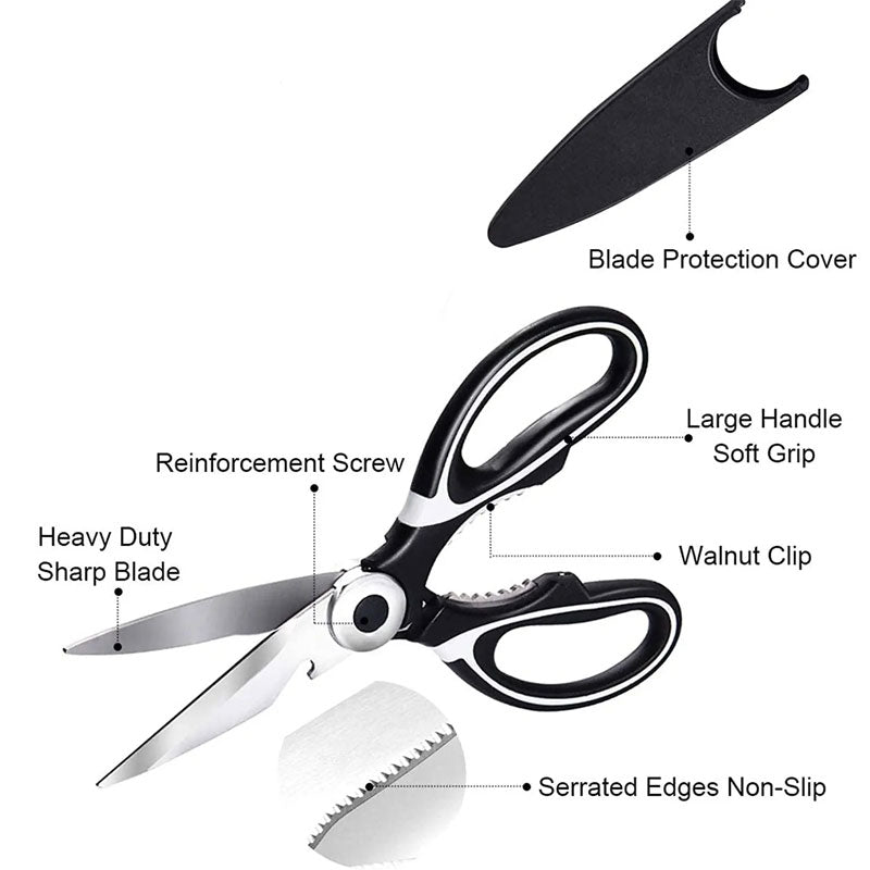 Multifunctional Stainless Steel Kitchen Scissors - For Chicken, Duck Bones & More