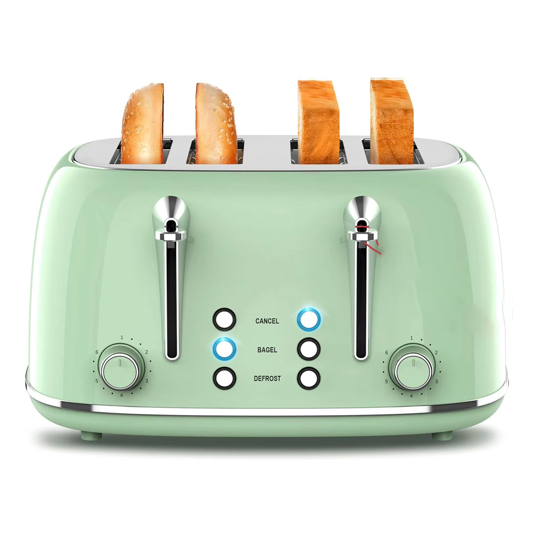 Retro 4-Slice Toaster with Defrost Function