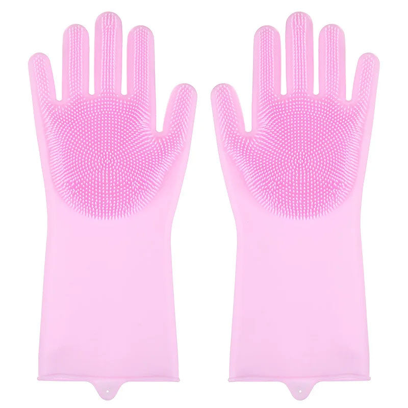 1 Pair Magic Silicone Scrub Gloves - Reusable Dishwashing & Cleaning Tools