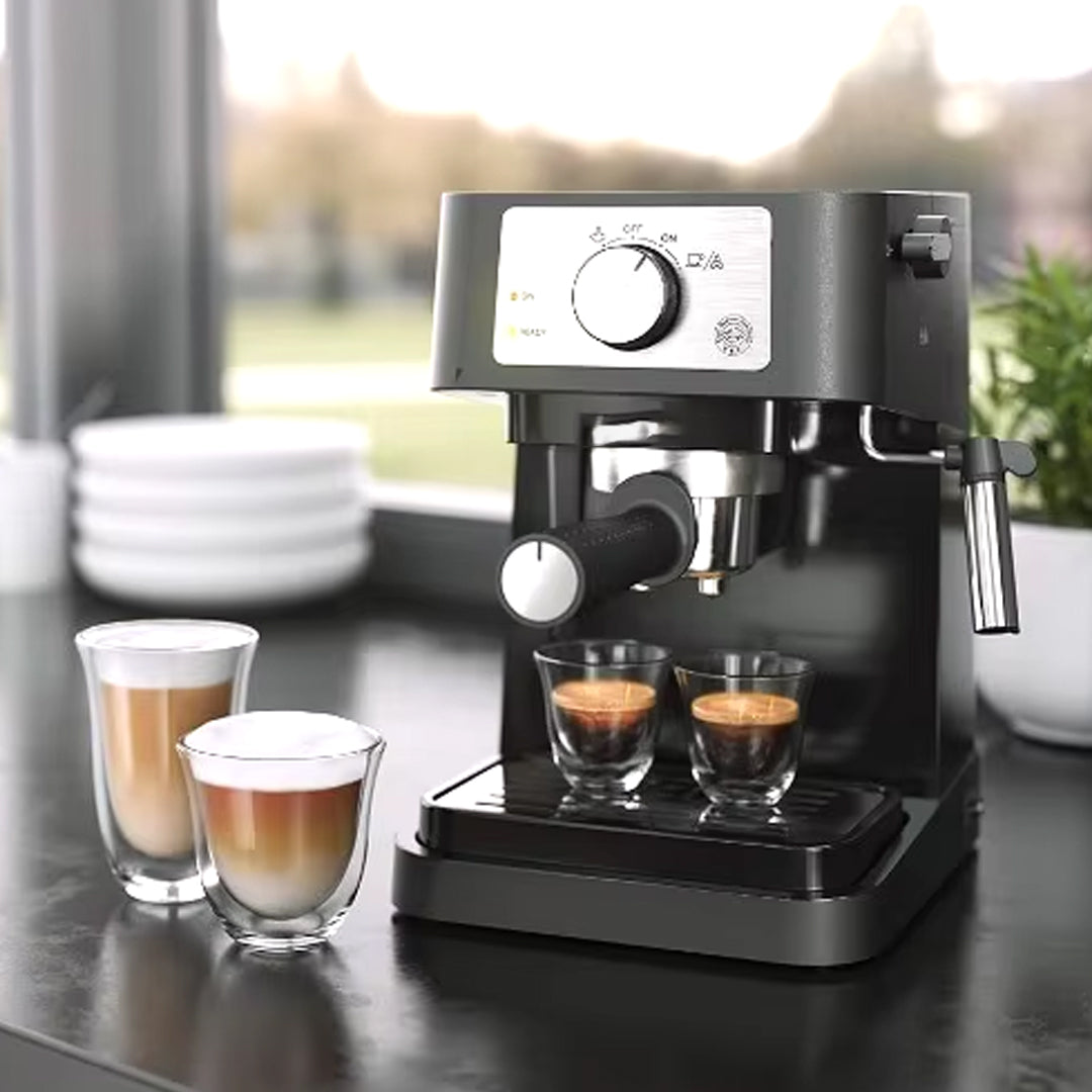 Black 15-Bar Manual Espresso Machine