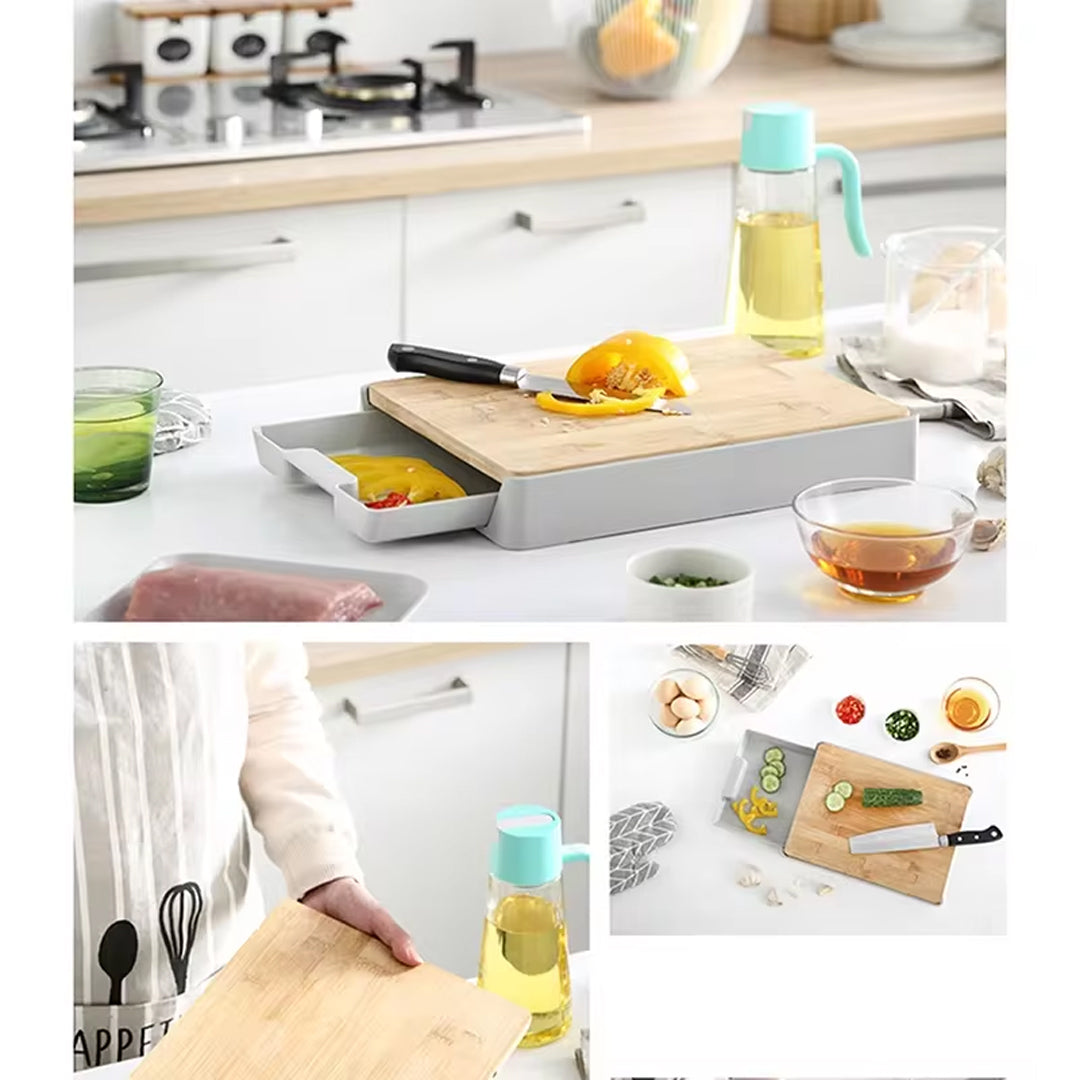 Bamboo Drawer Cutting Board Multifunctional Kitchen Chopping and Cheese Tool