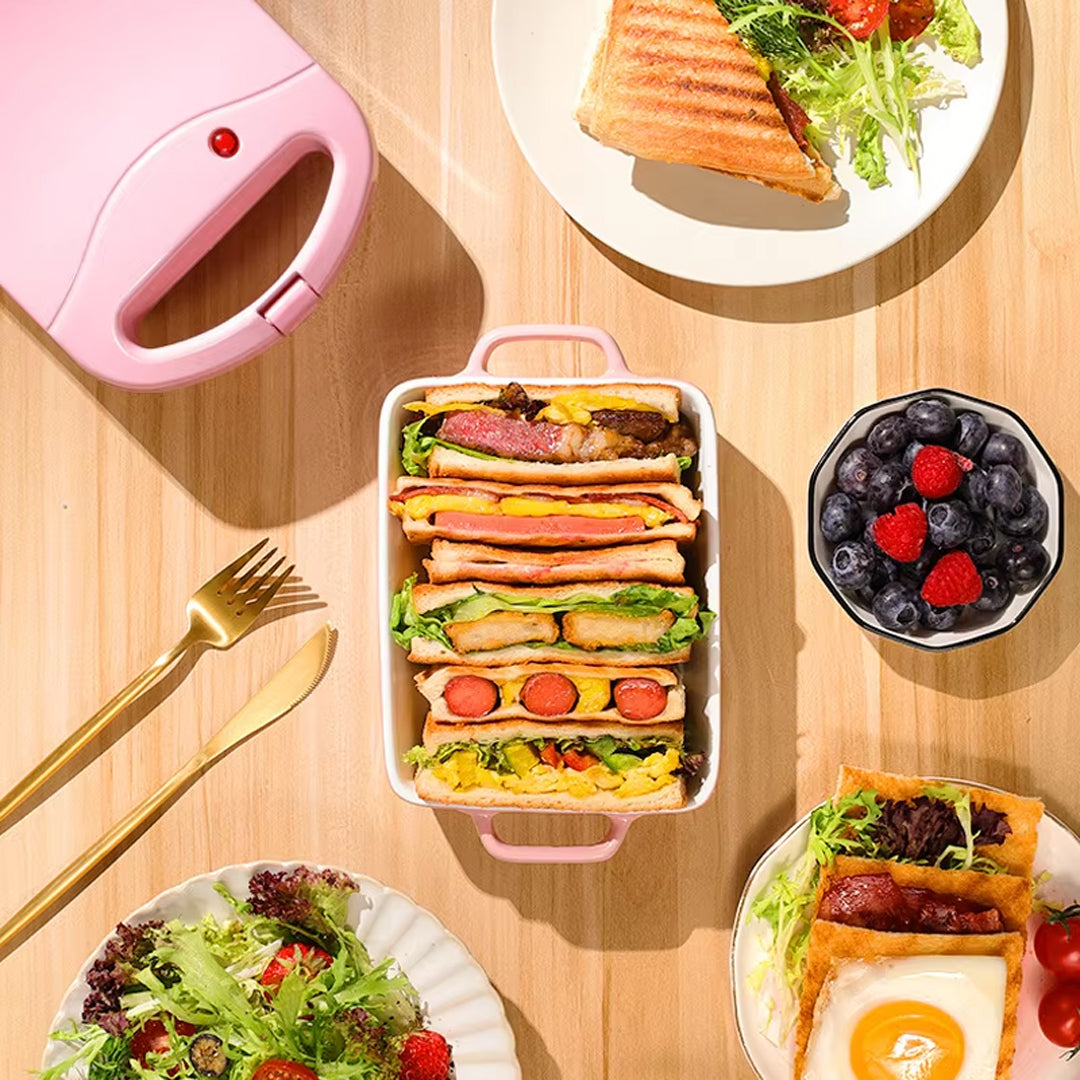 Portable 750W Non-Stick Sandwich & Waffle Maker