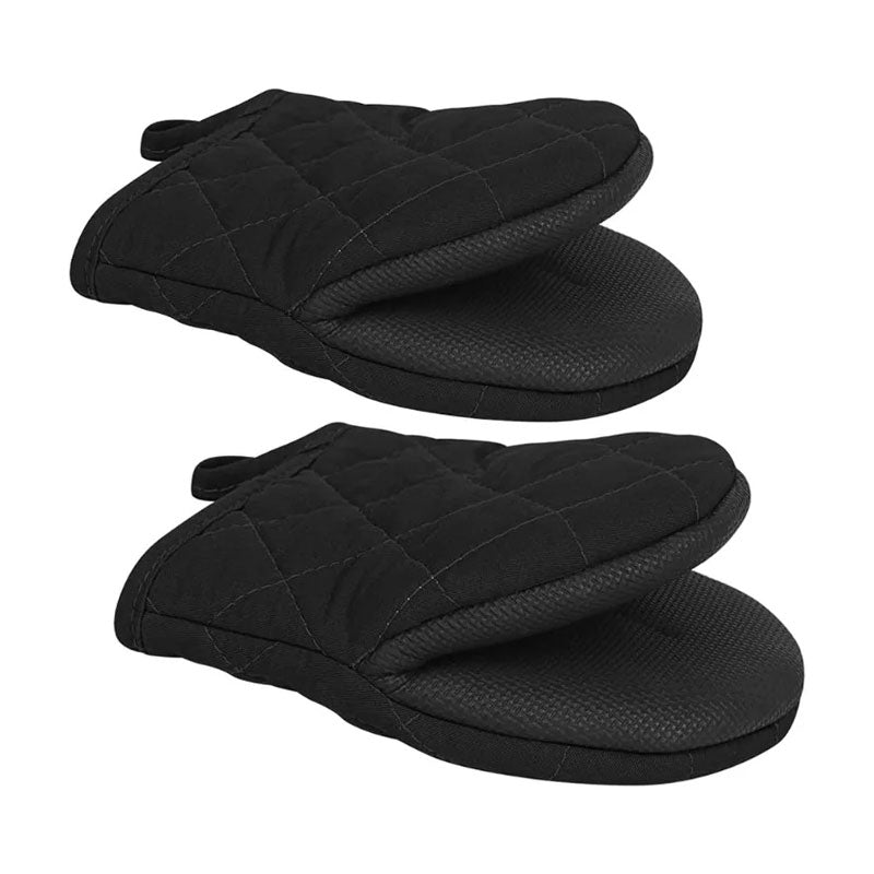 Short Oven Mitts with Silicone Grip Surfaces