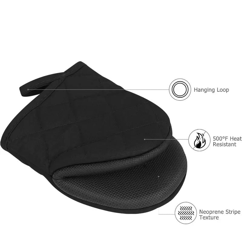 Short Oven Mitts with Silicone Grip Surfaces