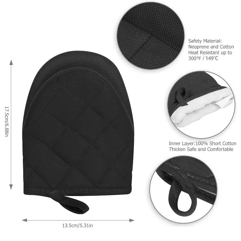 Short Oven Mitts with Silicone Grip Surfaces