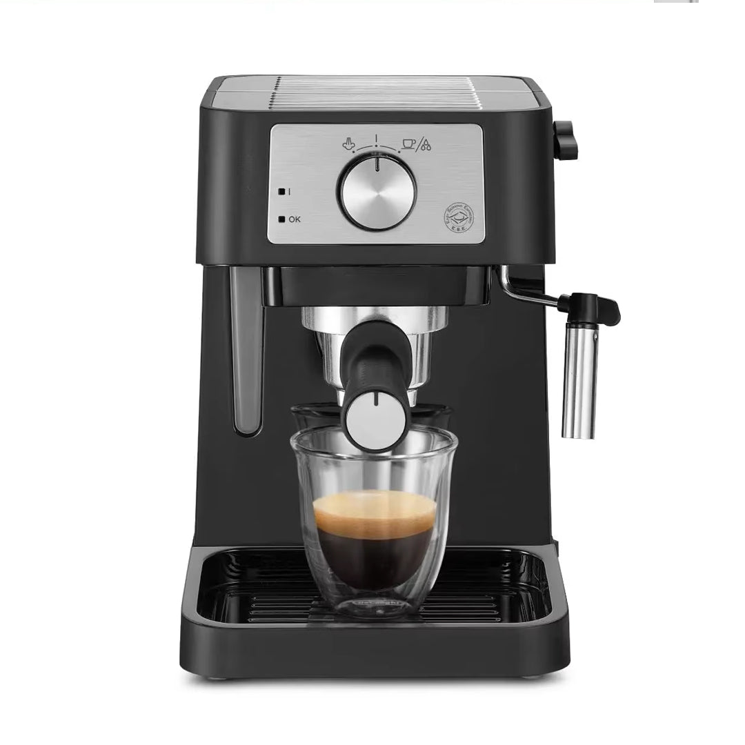 Black 15-Bar Manual Espresso Machine