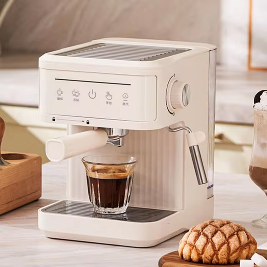 110V Italian Coffee Machine White Automatic with Steam for Latte Art and Foam