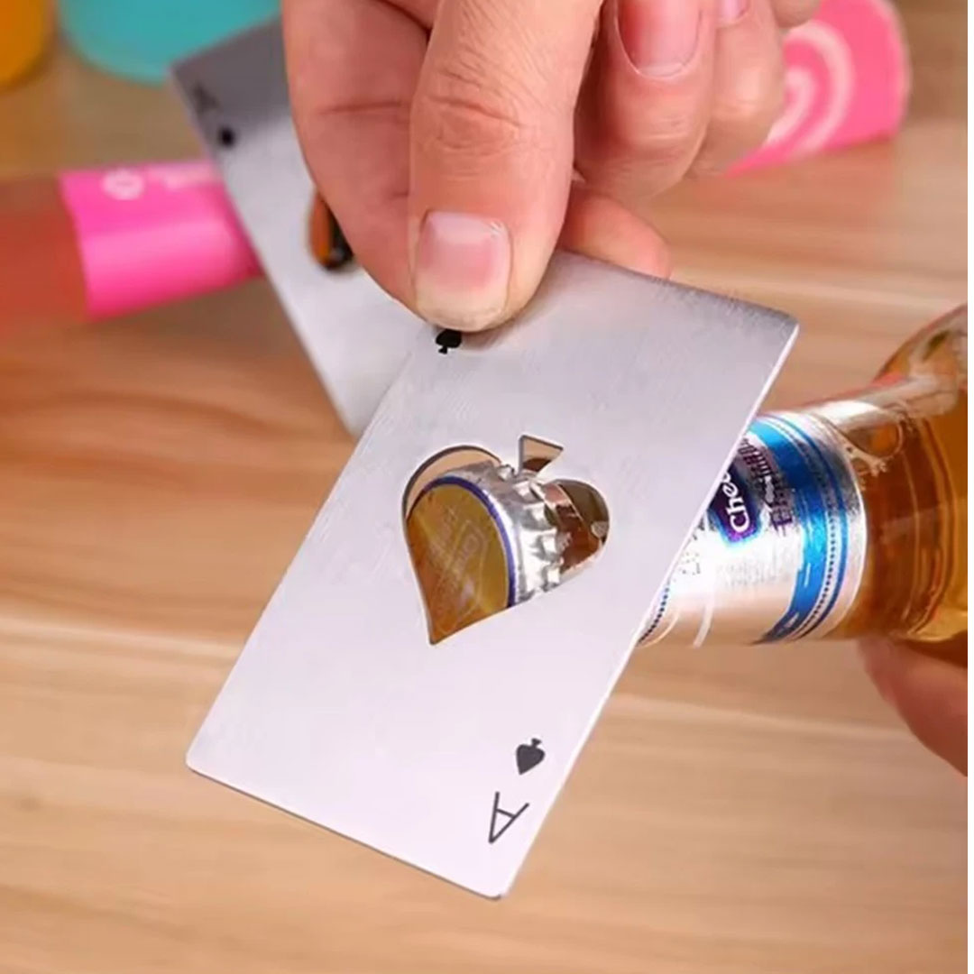 Ace Poker Card Bottle Opener - Stainless Steel Bar Gadget