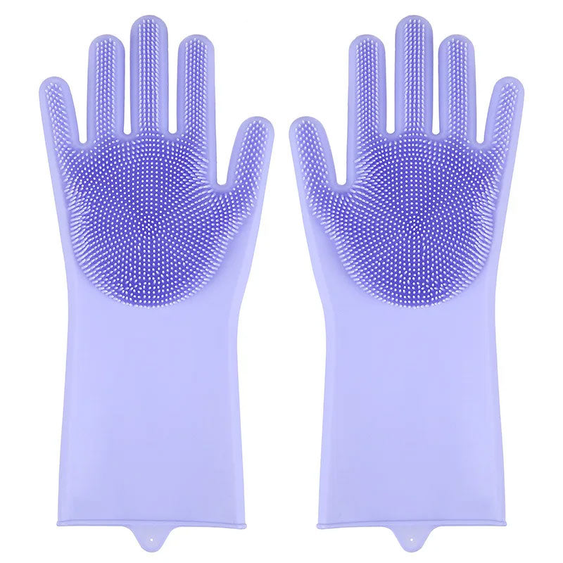 1 Pair Magic Silicone Scrub Gloves - Reusable Dishwashing & Cleaning Tools