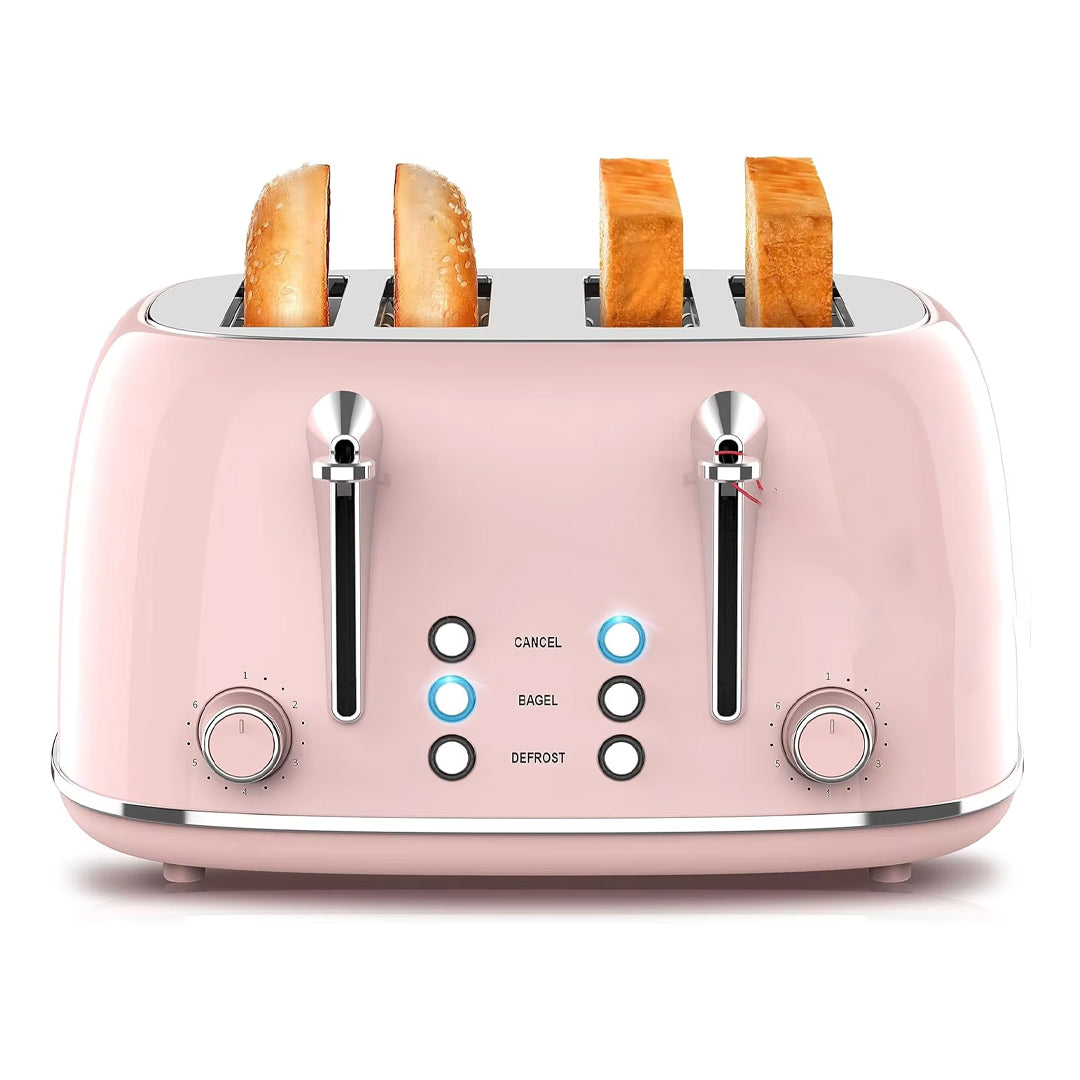 Retro 4-Slice Toaster with Defrost Function