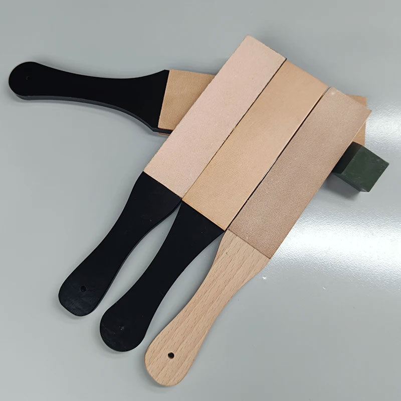 Double Side Leather Strop Knife Sharpening Kit with Polishing Compound