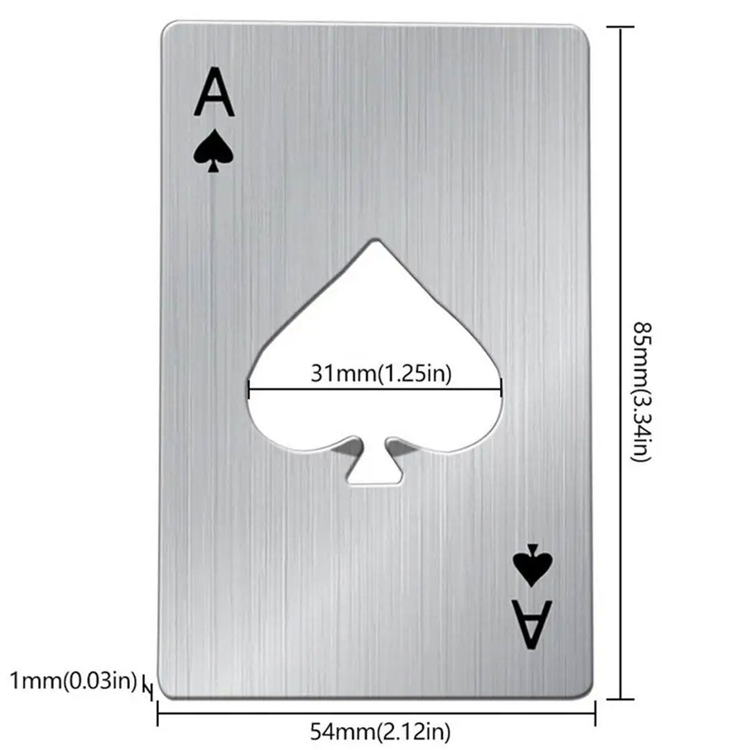 Ace Poker Card Bottle Opener - Stainless Steel Bar Gadget