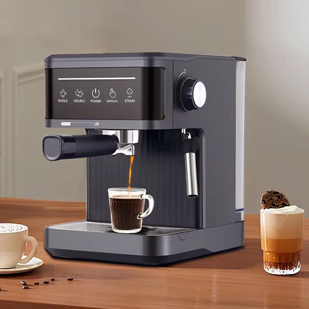 110V Italian Coffee Machine White Automatic with Steam for Latte Art and Foam