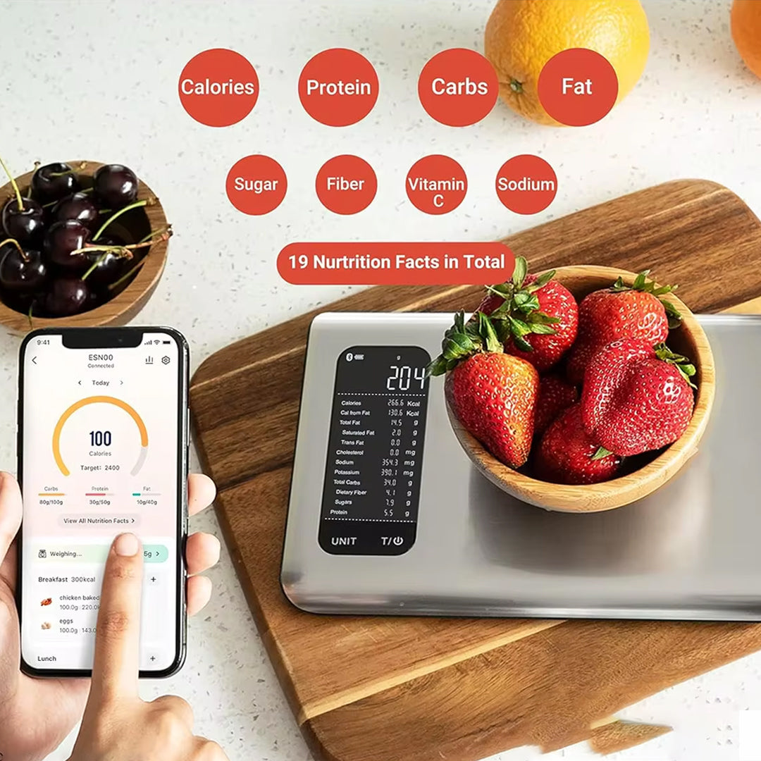 Digital Food Kitchen Scale with Smart Nutrition App for Grams and Ounces