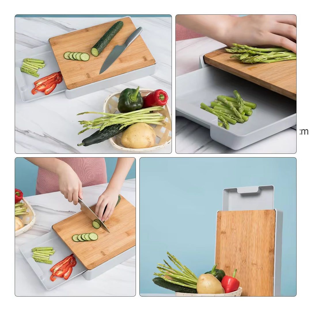 Bamboo Drawer Cutting Board Multifunctional Kitchen Chopping and Cheese Tool