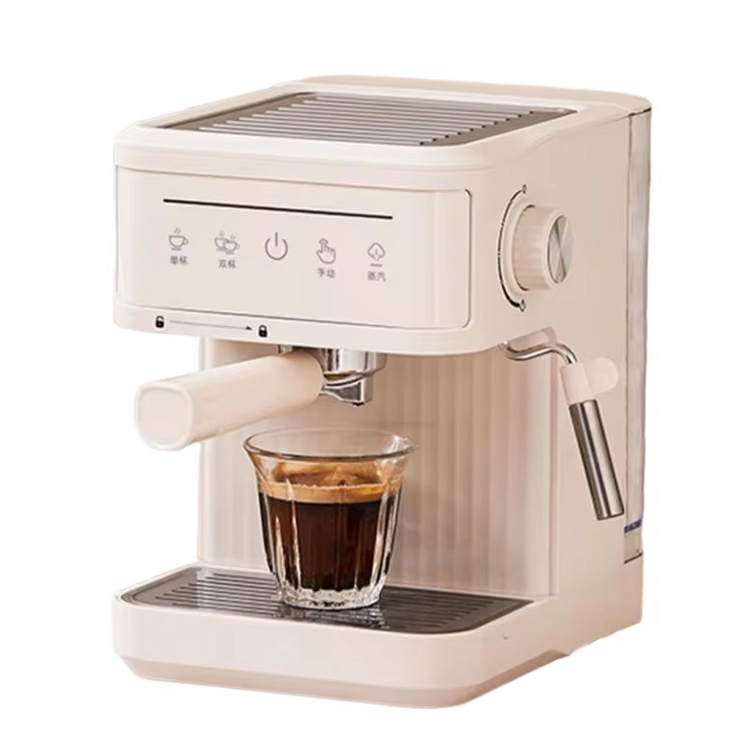 110V Italian Coffee Machine White Automatic with Steam for Latte Art and Foam