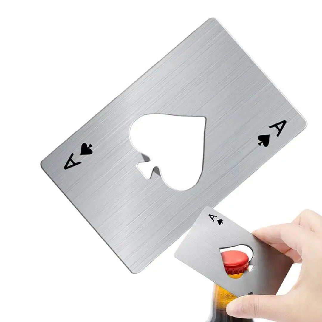 Ace Poker Card Bottle Opener - Stainless Steel Bar Gadget