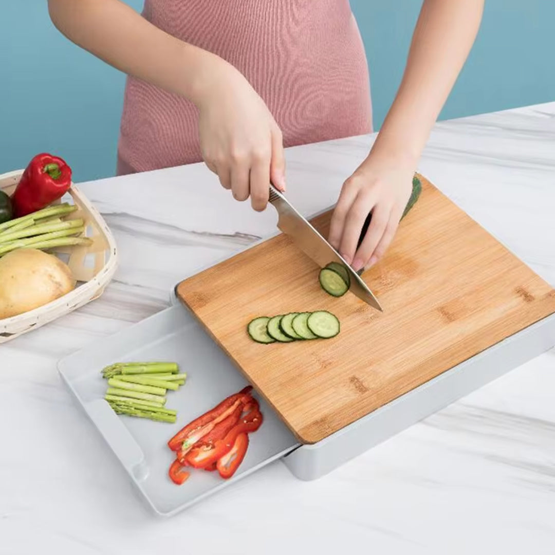 Bamboo Drawer Cutting Board Multifunctional Kitchen Chopping and Cheese Tool