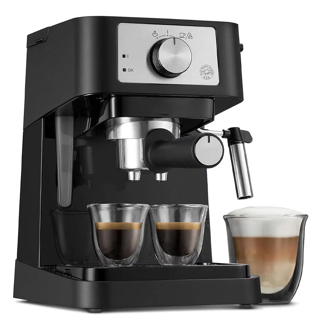 Black 15-Bar Manual Espresso Machine