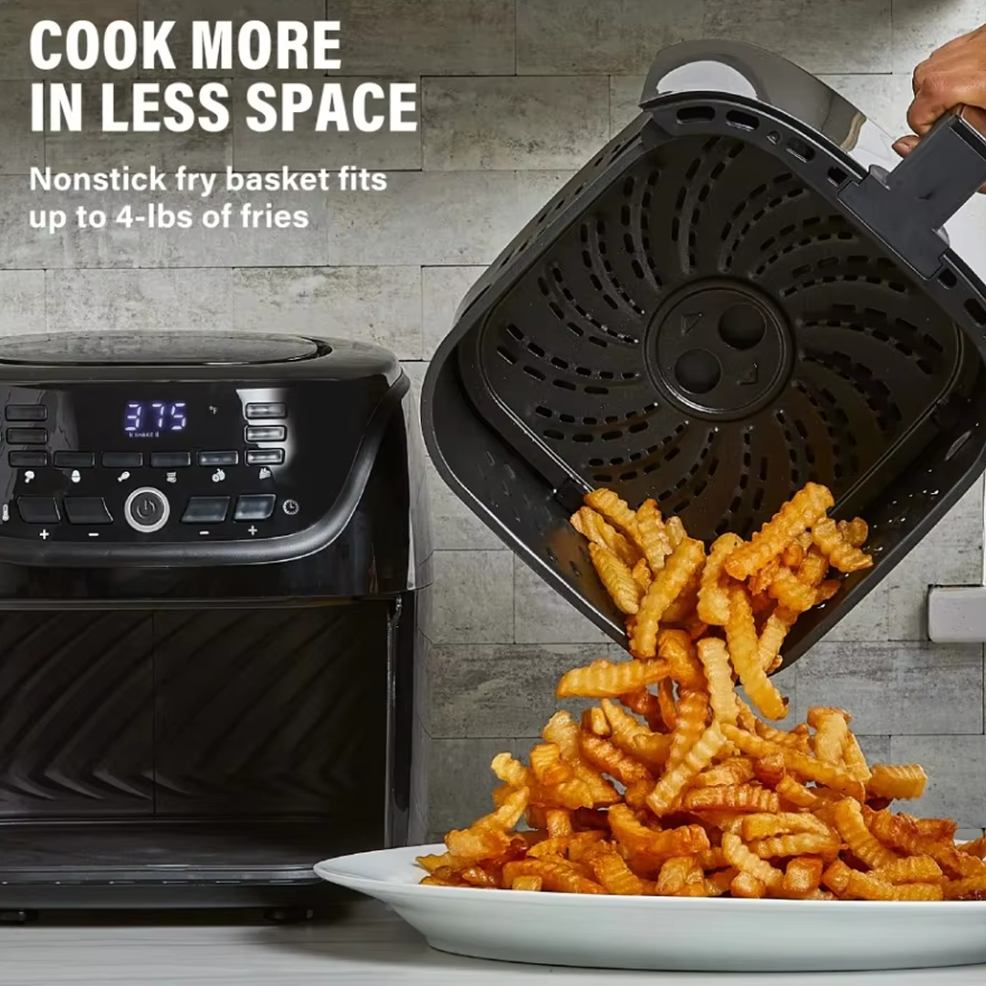 8-Quart Black Air Fryer with 10 Presets