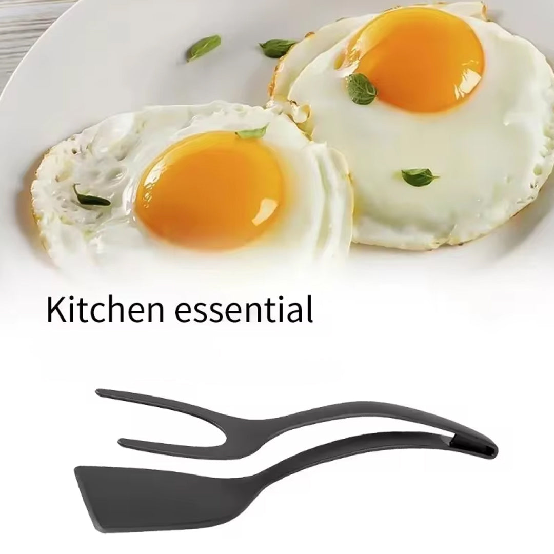 2-in-1 Nylon Grip Flip Tongs and Egg Spatula Kitchen Tool for Cooking and Serving