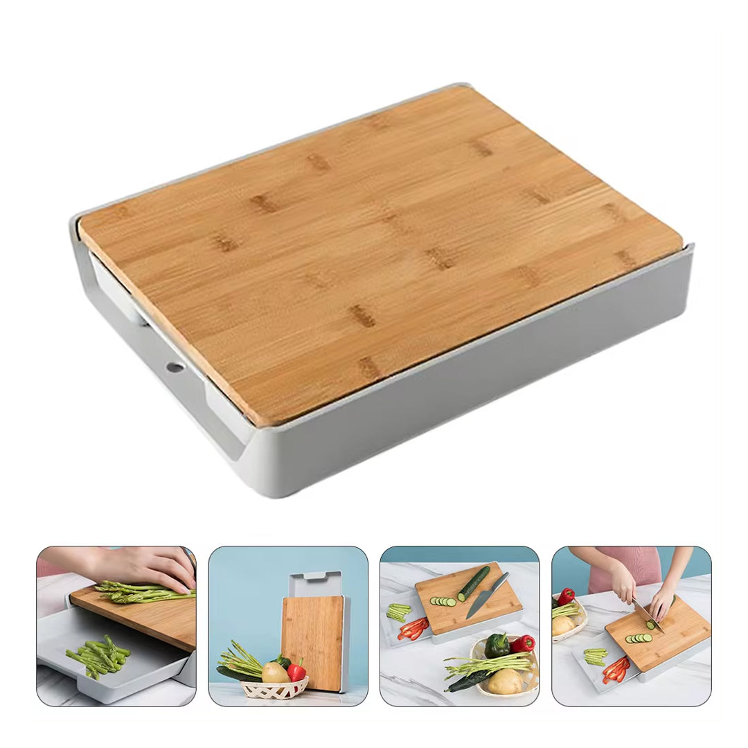 Bamboo Drawer Cutting Board Multifunctional Kitchen Chopping and Cheese Tool